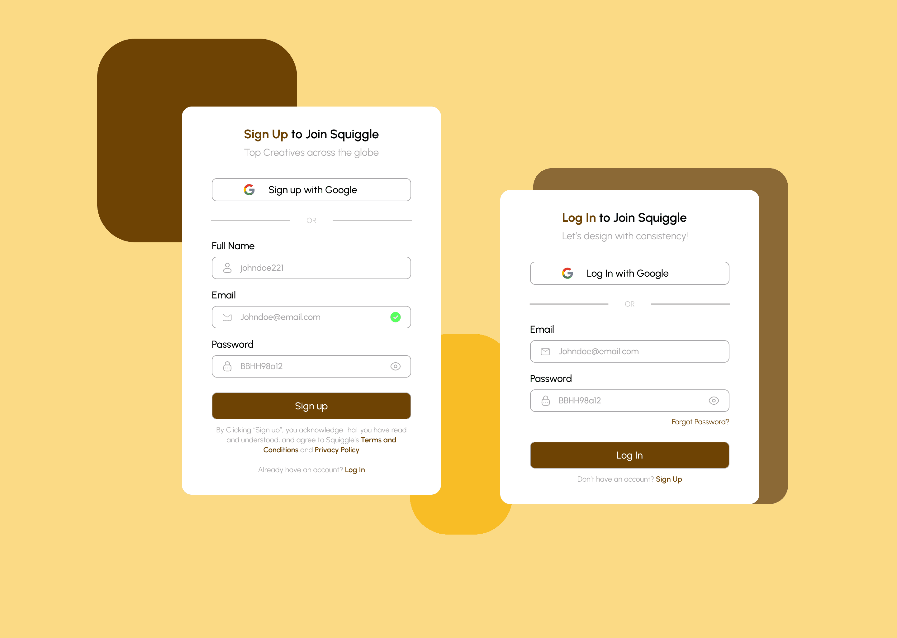 Authentication Screens — Sign Up & Log In